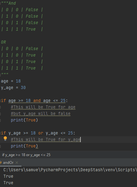 Learning Python: AND/OR conditions
